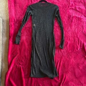 Sheer Sparkle Long Sleeve Black Dress 🖤